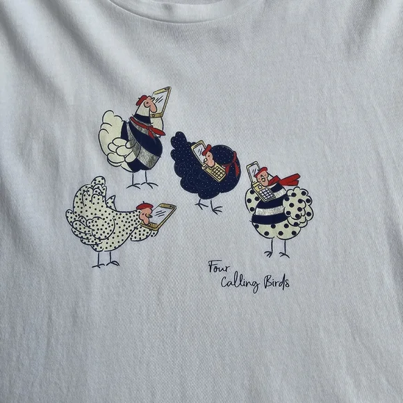 New! J Crew Sz S Short-sleeve T-Shirt Four Calling Birds Cotton Tee NWT - Picture 5 of 12